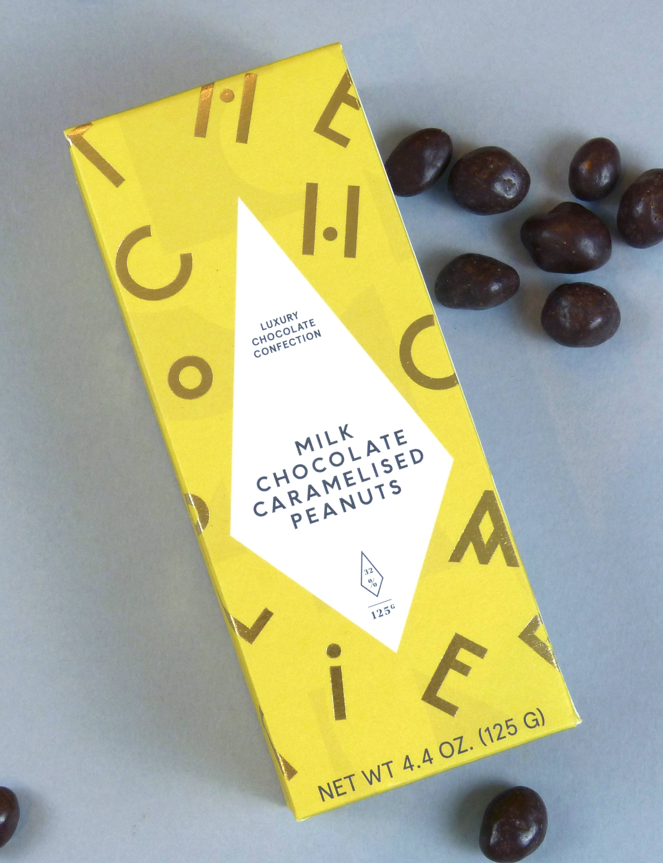 MILK CHOCOLATE COATED CARAMELISED PEANUTS