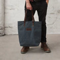 Load image into Gallery viewer, Risdon & Risdon: Special Edition Risdon Tote Bag In Grey Dry Wax Canvas
