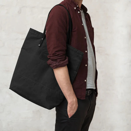 Risdon & Risdon: Special Edition Risdon Tote Bag In Black Dry Wax Canvas