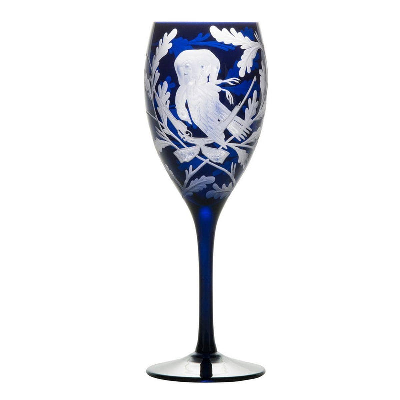 Crystal Red Wine Glass Set of 3 - Labrador & Pheasant - Ink Blue - BritYard