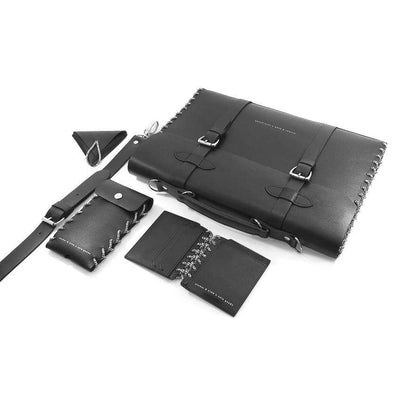 Small Graphite Black Rufford Leather and Rope Briefcase - BritYard