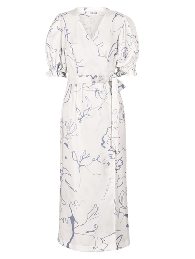 White Printed Wrap Maxi Dress - BritYard