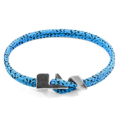 Blue Noir Brixham Silver and Rope Bracelet - BritYard