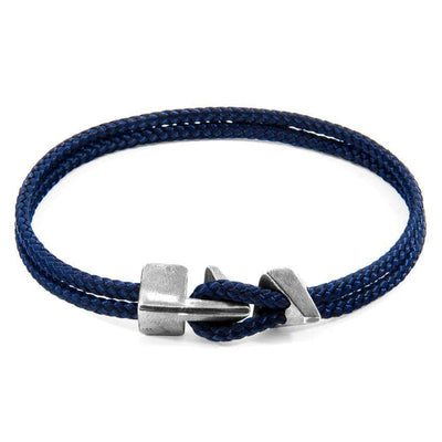 Navy Blue Brixham Silver and Rope Bracelet - BritYard