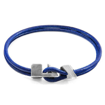 Azure Blue Brixham Silver and Round Leather Bracelet - BritYard