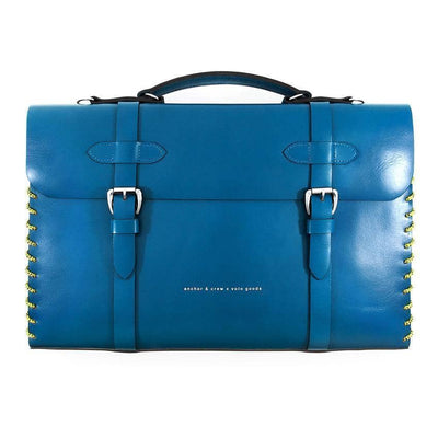 Large Traffic Blue Rufford Leather and Rope Briefcase - BritYard