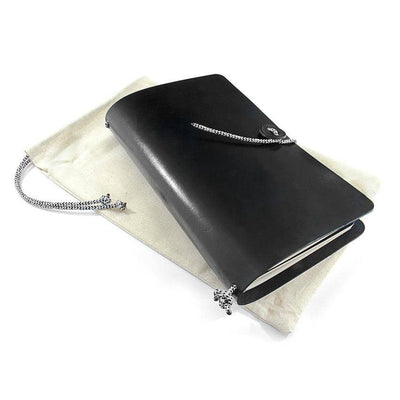 Black Medium Travellers Leather and White Noir Rope Journal - BritYard