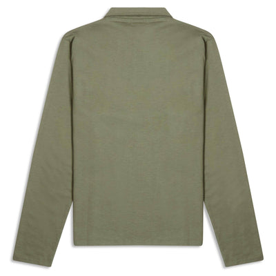 Burrows & Hare Quarter Zip Long Sleeve Polo - Khaki Green - BritYard