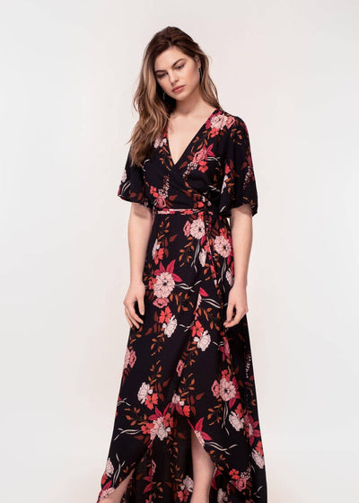 Rosa Maxi Dress in Peach Floral Print - BritYard
