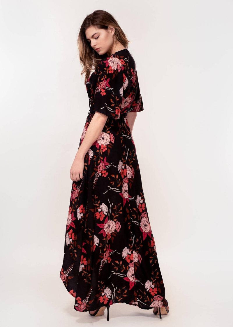 Rosa Maxi Dress in Peach Floral Print - BritYard