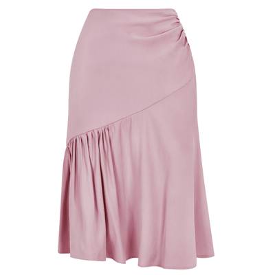 Rushed Asymmetrical Skirt (Pastel Pink) - BritYard