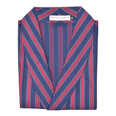 Men's Ionian Lightweight Dressing Gown - Red, Navy and Gold Stripe - BritYard