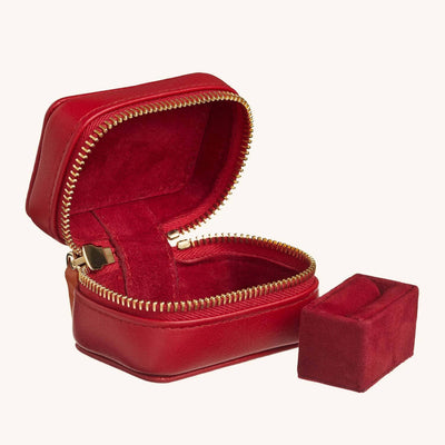 Amelia Leather 3-piece Jewellery Storage Gift Set - Ridge Red & Ridge Red - BritYard