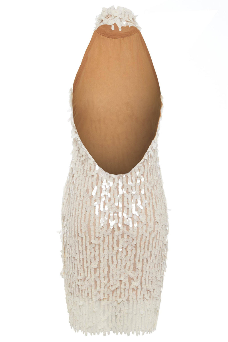 Lucille - High Neck Backless Sequin Mini Dress - BritYard