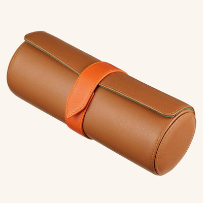 Sanderson Leather Watch Roll & Stud Box Gift Set - Sahara Tan & Eucalyptus - BritYard