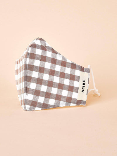 3Ply Filtered face mask, Gingham Neutral - BritYard