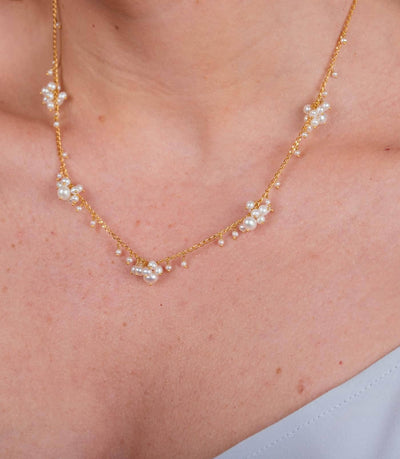 Pearl Scattered Cluster Necklace - BritYard